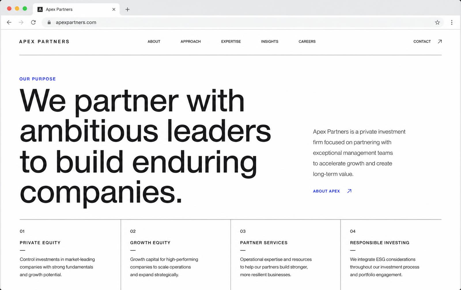 Concept design of a corporate website shown in a browser frame